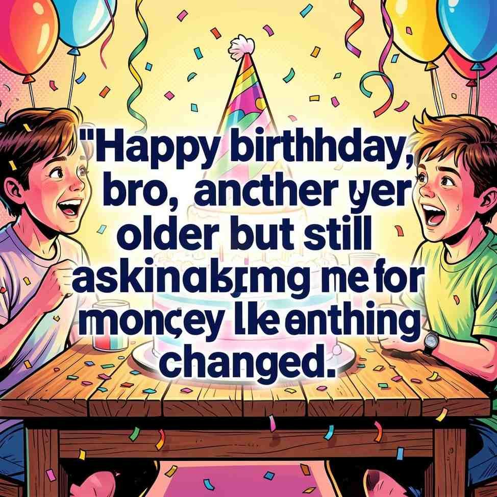 Funny birthday pick up lines for brother with party hat and confetti