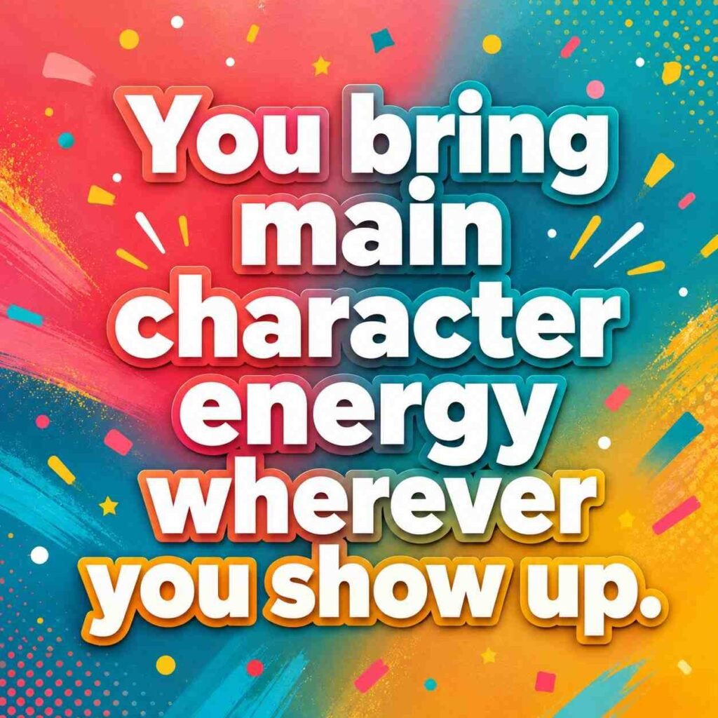 Cheerleading pick up lines image with main character energy quote on colorful gradient background