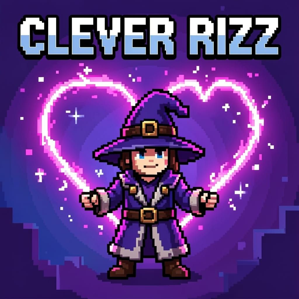 Clever Terraria pickup lines illustration with pixel art wizard casting heart spell