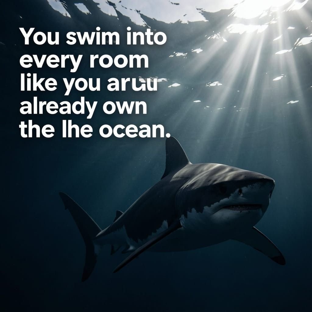 Bold Shark Pick-Up Lines for him with a confident great white shark visual
