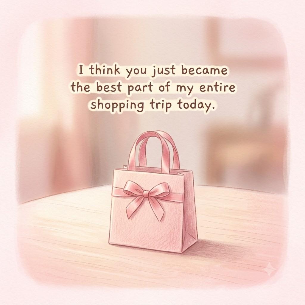 Short cute shopping mall pick up line to impress a girl quote card