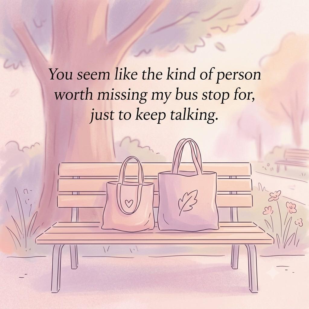 Cute shopping mall pick up line graphic with pastel shopping bags