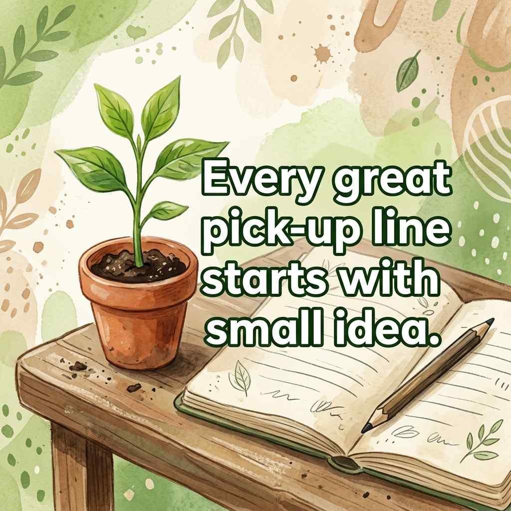 Plant pick up lines creation quote with seedling notebook theme