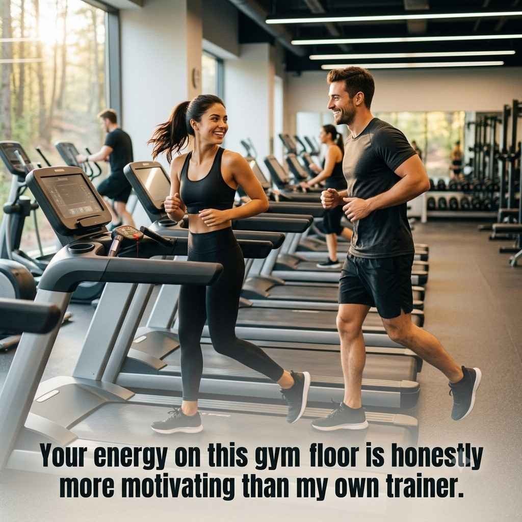 Gym Crush Runner Jogger Pick Up Lines quote on treadmill workout photo