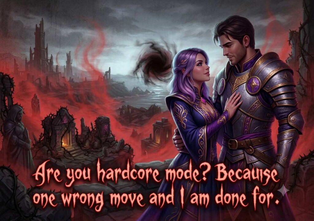 Dark humor path of exile pick up lines illustration of a corrupted zone

5. Cute Path of Exile Pick Up Lines to Try
Prompt: "Soft, lighter-toned illustration of an exile character petting a small baby Rhoa creature in a cozy hideout, warm lighting, gentle and cute mood despite the dark fantasy setting. Overlay this exact text in a soft pastel glowing font, no title: 'Are you a hideout pet? Because I want you following me everywhere.'"
Alt text: Cute path of exile pick up lines image of an exile with a baby Rhoa

6. Path of Exile Texting Pick Up Lines That Work
Prompt: "Illustration of an exile character looking at a glowing message scroll or floating text interface, soft blue lighting, modern-meets-fantasy aesthetic. Overlay this exact text in a clean glowing font, no title: 'Are you a trade whisper? Because I hope you reply fast.'"
Alt text: Path of exile pick up lines for texting shown with a glowing message scroll

7. Couple Goals with Path of Exile Pick Up Lines
Prompt: "Illustration of two exile characters standing back to back in battle-ready stances inside a shared hideout, warm firelight glow, teamwork and partnership mood. Overlay this exact text in a soft glowing font, no title: 'Two exiles, one hideout, forever sounds like a good build to me.'"
Alt text: Couple goals path of exile pick up lines illustration of two exiles together

8. Flirty Path of Exile Pick Up Lines to Use
Prompt: "Illustration of an exile character leaning against a glowing crafting bench, confident playful expression, warm gold and purple lighting, flirty mood. Overlay this exact text in a glowing gold font, no title: 'Are you a crafting bench? Because you know exactly how to upgrade my mood.'"
Alt text: Flirty path of exile pick up lines image of an exile at a crafting bench

9. Devilish Path of Exile Pick Up Lines Collection
Prompt: "Dark, dramatic illustration of a demonic corrupted figure emerging from shadows with glowing red eyes, intense fire lighting, devilish and dangerous mood. Overlay this exact text in a glowing red font, no title: 'Are you the Beast? Because you awakened something in me.'"
Alt text: Devilish path of exile pick up lines illustration of a corrupted demon figure

10. Path of Exile Pick Up Lines for Social Posts
Prompt: "Illustration of an exile character holding up a glowing floating phone or social icon made of pixel light, playful modern meets fantasy style, vibrant colors. Overlay this exact text in a bold glowing font, no title: 'This is your sign to shoot your shot like a critical hit.'"
Alt text: Path of exile pick up lines for social posts with a glowing phone icon

11. Clever Path of Exile Pick Up Lines That Charm
Prompt: "Illustration of a thoughtful exile character studying a glowing ascendancy passive tree with a smirk, dim candlelight, clever and strategic mood. Overlay this exact text in a soft glowing font, no title: 'A good ascendancy takes strategy, just like getting your attention did.'"
Alt text: Clever path of exile pick up lines image of an exile studying ascendancy tree

12. Short Path of Exile Pick Up Lines for Quick Laughs
Prompt: "Minimalist illustration of a single exile silhouette against a glowing orb backdrop, simple composition, clean fantasy aesthetic. Overlay this exact text in a bold clean font, no title: 'You just crit my heart.'"
Alt text: Short path of exile pick up lines image with a simple exile silhouette

13. Popular Path of Exile Pick Up Lines People Search
Prompt: "Illustration of an exile standing before a glowing Atlas map covered in constellations of nodes, epic scale, blue and gold tones. Overlay this exact text in a glowing font, no title: 'Are you the Atlas passive tree? Because you have layers I want to explore.'"
Alt text: Popular path of exile pick up lines illustration featuring the Atlas map

14. Path of Exile Tinder Pick Up Lines That Match
Prompt: "Illustration of an exile character holding a glowing heart-shaped orb like a dating app icon, playful modern twist on dark fantasy, warm pink and purple lighting. Overlay this exact text in a glowing font, no title: 'Swipe right if you love loot filters and long conversations.'"
Alt text: Path of exile pick up lines for Tinder shown with a glowing heart orb

15. Path of Exile Reddit Pick Up Lines
Prompt: "Illustration of an exile character sitting at a glowing forum-like campfire circle with floating speech bubbles, community and discussion mood, warm lighting. Overlay this exact text in a glowing font, no title: 'Are you a helpful comment? Because you make everything make sense.'"
Alt text: Path of exile pick up lines for Reddit shown with a glowing campfire discussion

16. Epic Path of Exile Inspired Pick Up Lines
Prompt: "Epic, dramatic illustration of an exile standing atop a ruined tower overlooking all of Wraeclast at dawn, grand scale, cinematic lighting. Overlay this exact text in a bold glowing gold font, no title: 'Like Wraeclast rising from ruin, my interest in you just keeps growing.'"
Alt text: Epic path of exile pick up lines illustration of an exile overlooking Wraeclast

17. Path of Exile Pick Up Lines for Him
Prompt: "Illustration of a strong Marauder-style male exile character flexing with a large weapon, confident pose, warm red and gold lighting. Overlay this exact text in a bold font, no title: 'Are you a Marauder? Because you just hit different.'"
Alt text: Path of exile pick up lines for him featuring a Marauder style exile

18. Path of Exile Pick Up Lines for Her
Prompt: "Illustration of a graceful Witch-style female exile character casting a glowing spell, elegant purple and blue lighting, confident and magical mood. Overlay this exact text in a soft glowing font, no title: 'Are you a Witch? Because you cast a spell on me instantly.'"
Alt text: Path of exile pick up lines for her featuring a Witch style exile

19. Cheesy Path of Exile Pick Up Lines That Win
Prompt: "Playful, slightly exaggerated illustration of an exile character holding up a giant glowing chaos orb with a big grin, over the top comedic pose, bright colors. Overlay this exact text in a bold glowing font, no title: 'Are you a chaos orb? Because you just changed my luck for good.'"
Alt text: Cheesy path of exile pick up lines image of an exile holding a chaos orb

20. Legendary Path of Exile Rizz Lines for Fans
Prompt: "Illustration of an exile character standing confidently in legendary glowing armor with a headhunter belt, dramatic hero lighting, powerful and charismatic mood. Overlay this exact text in a bold glowing gold font, no title: 'My rizz level just hit end game content because of you.'"
Alt text: Legendary path of exile pick up lines image of an exile in glowing armor

Dark humor path of exile pick up lines illustration of a corrupted zone