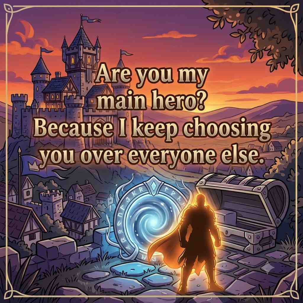 "Hero-based Lords Mobile pick up lines image with legendary hero silhouette"