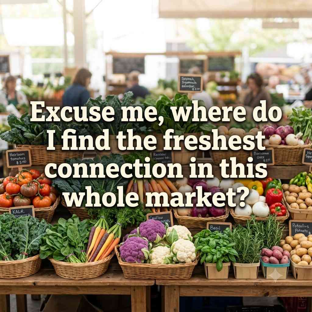 Best Farmers Market Pick Up Lines quote image with organic vegetables