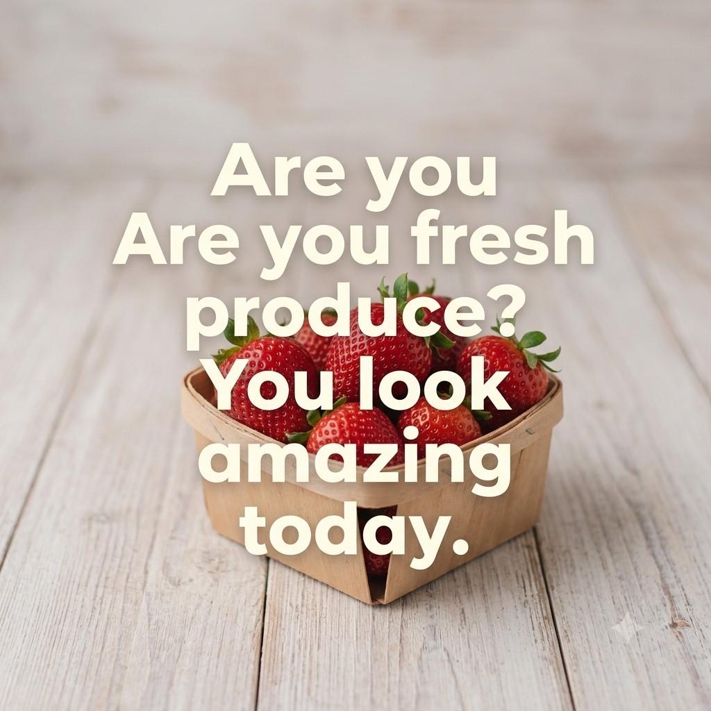 Short Farmers Market Pick Up Lines quote image with fresh strawberries