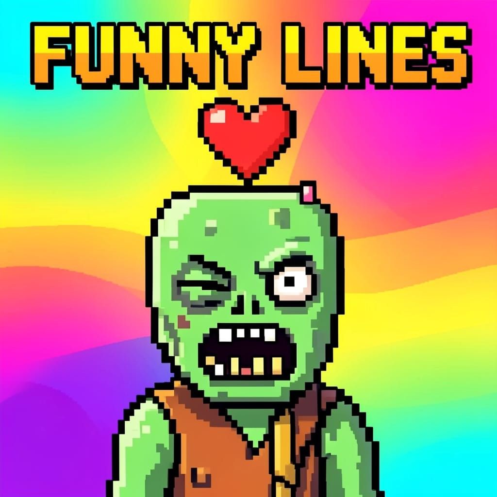 Funny Terraria pickup lines illustration with pixel art zombie character winking
