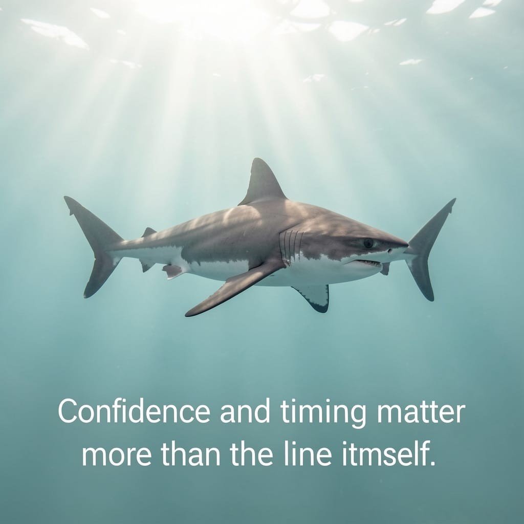 Confidence tips image for using Shark Pick-Up Lines naturally in conversation