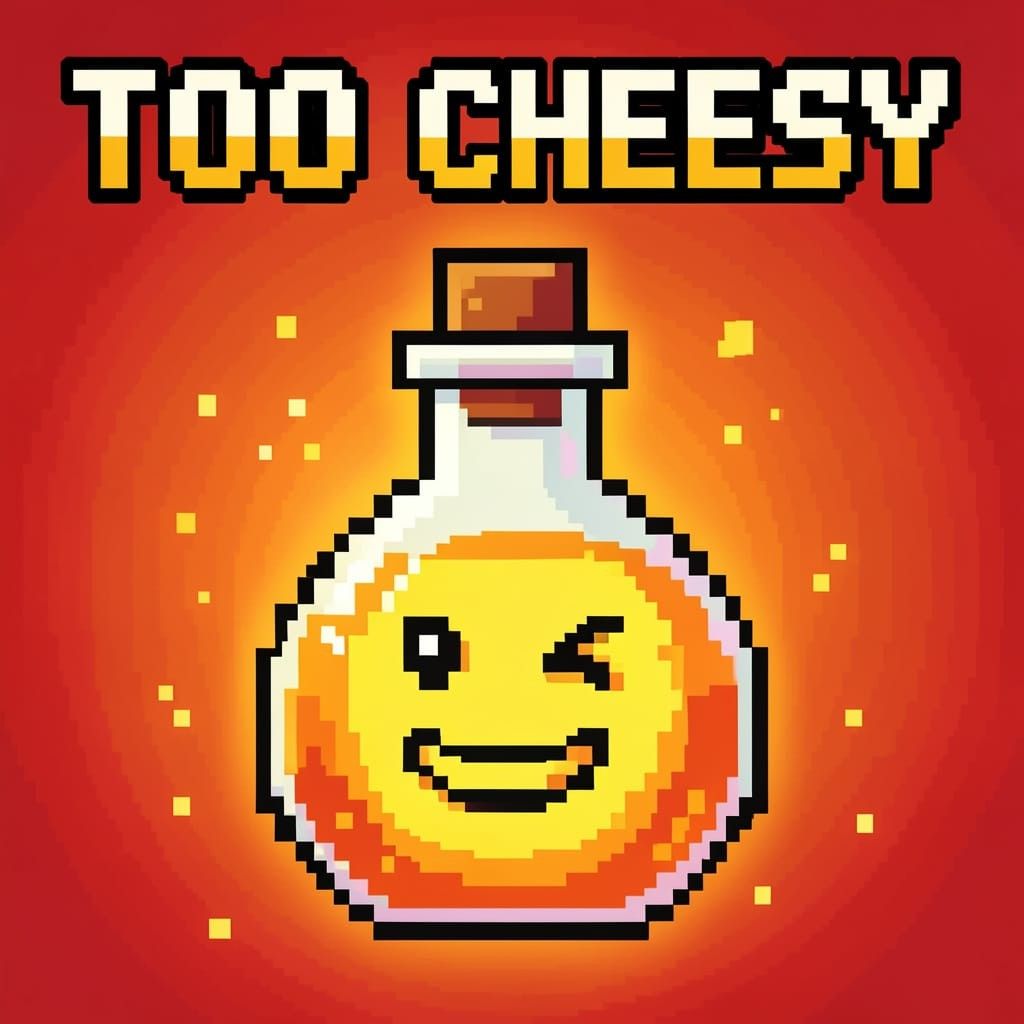Cheesy Terraria pickup lines illustration with pixel art health potion character