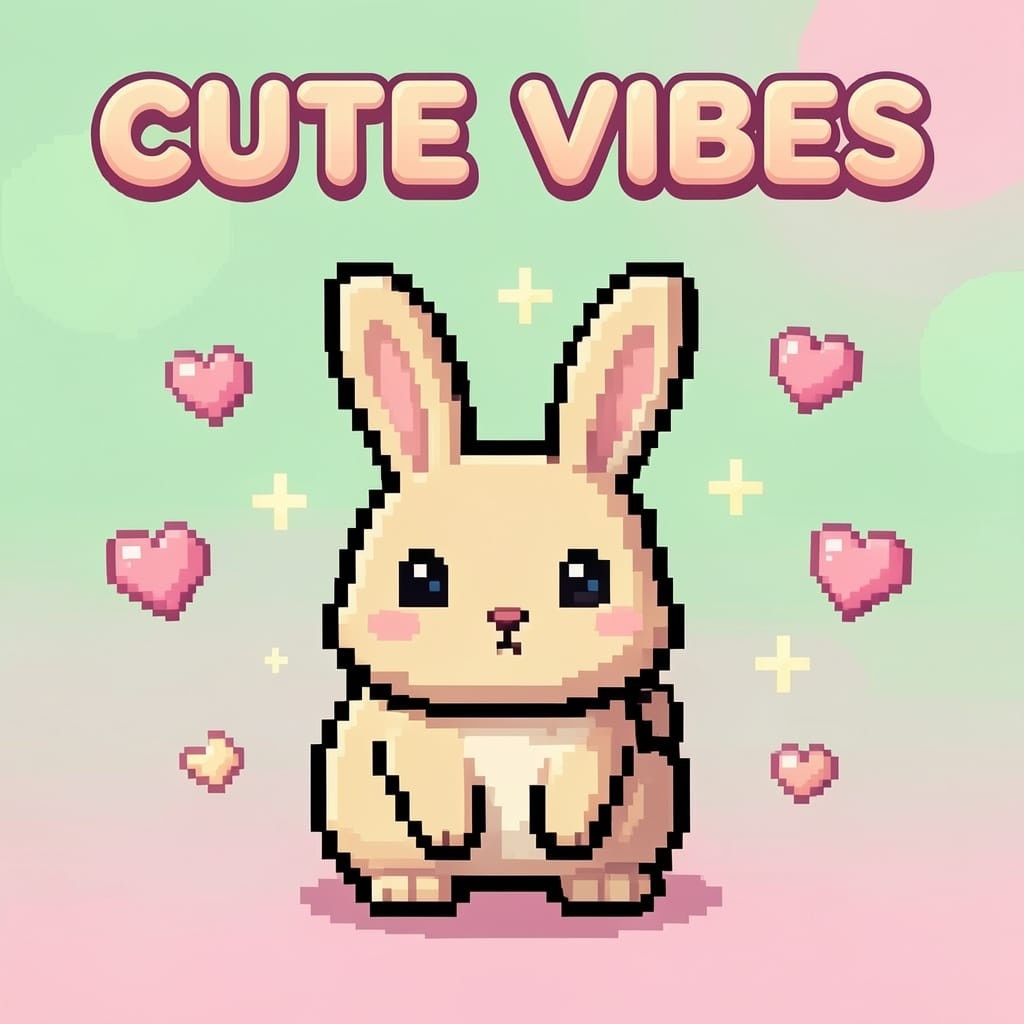 Cute Terraria pickup lines illustration with pixel art bunny critter and hearts