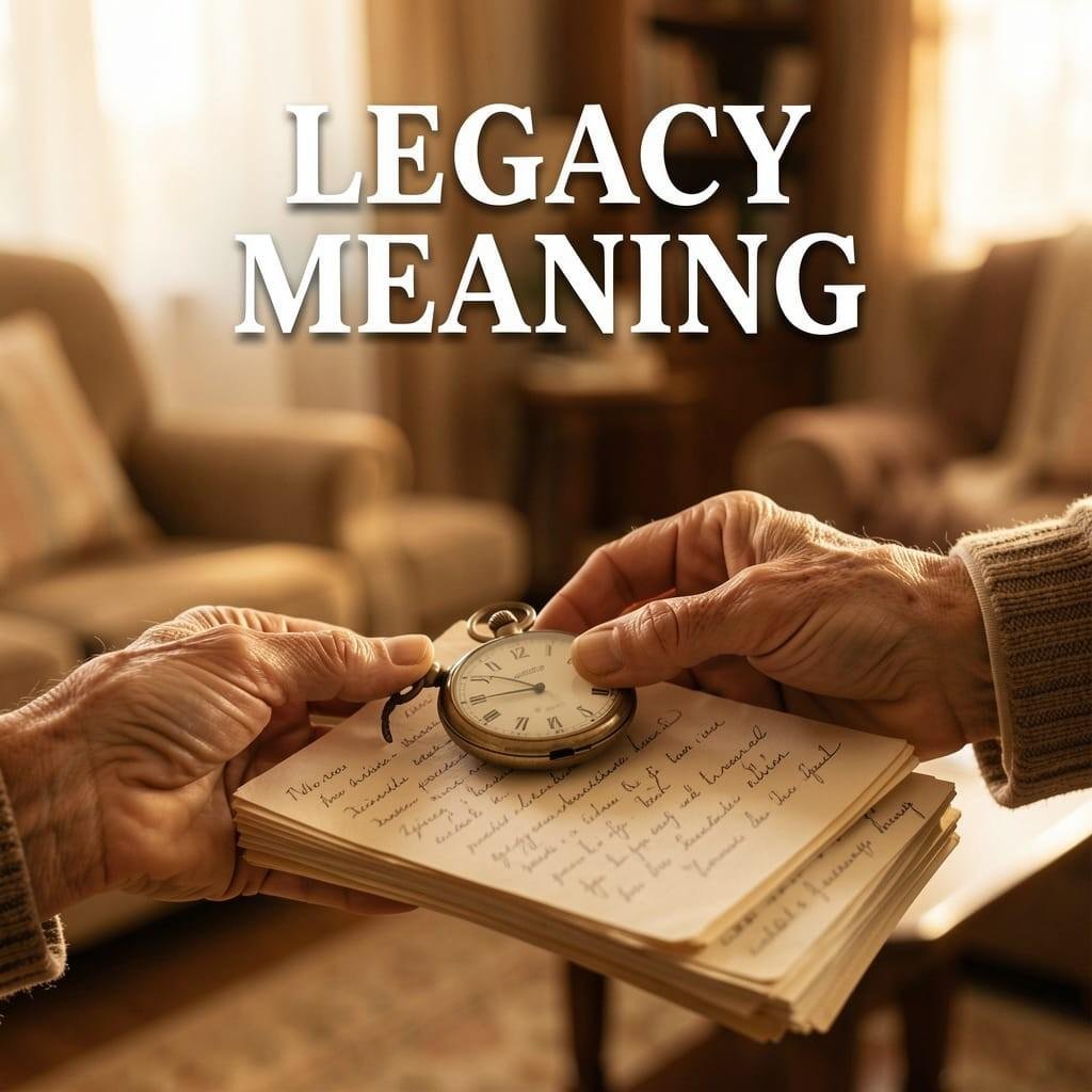 image showing legacy meaning as an heirloom passed from an elder's hand to a younger hand
