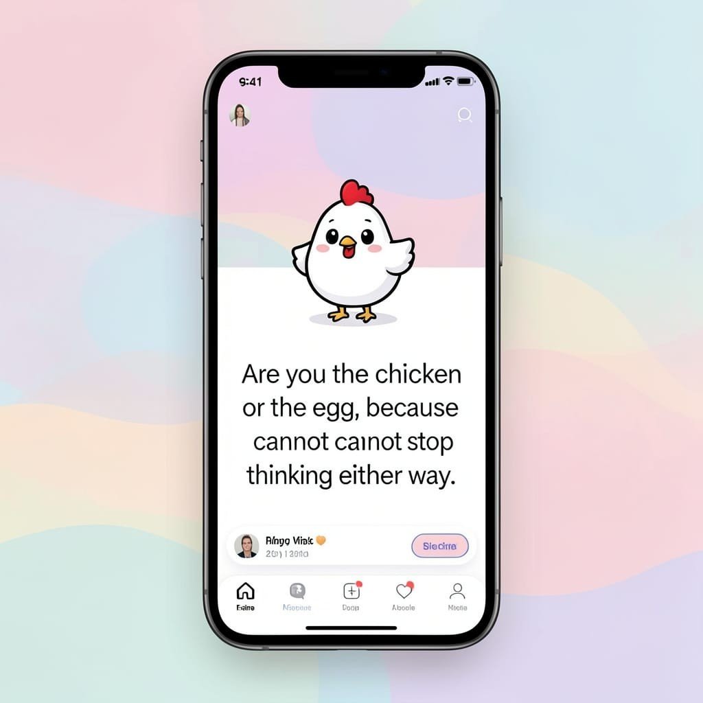 Chicken pickup lines Hinge opener image with dating app quote design