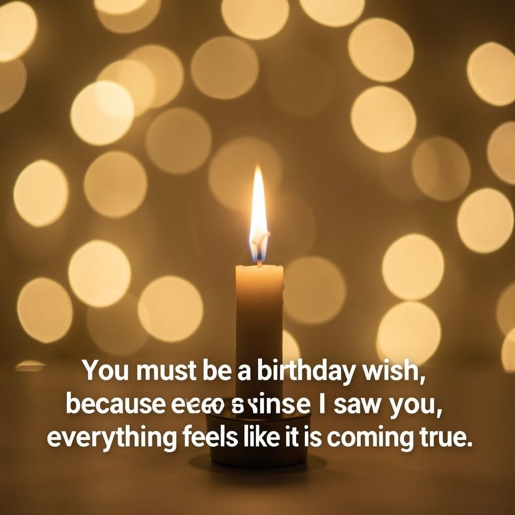 Confident birthday pick up lines quote on a glowing candle party background 2. Funny Birthday Pick Up Lines
