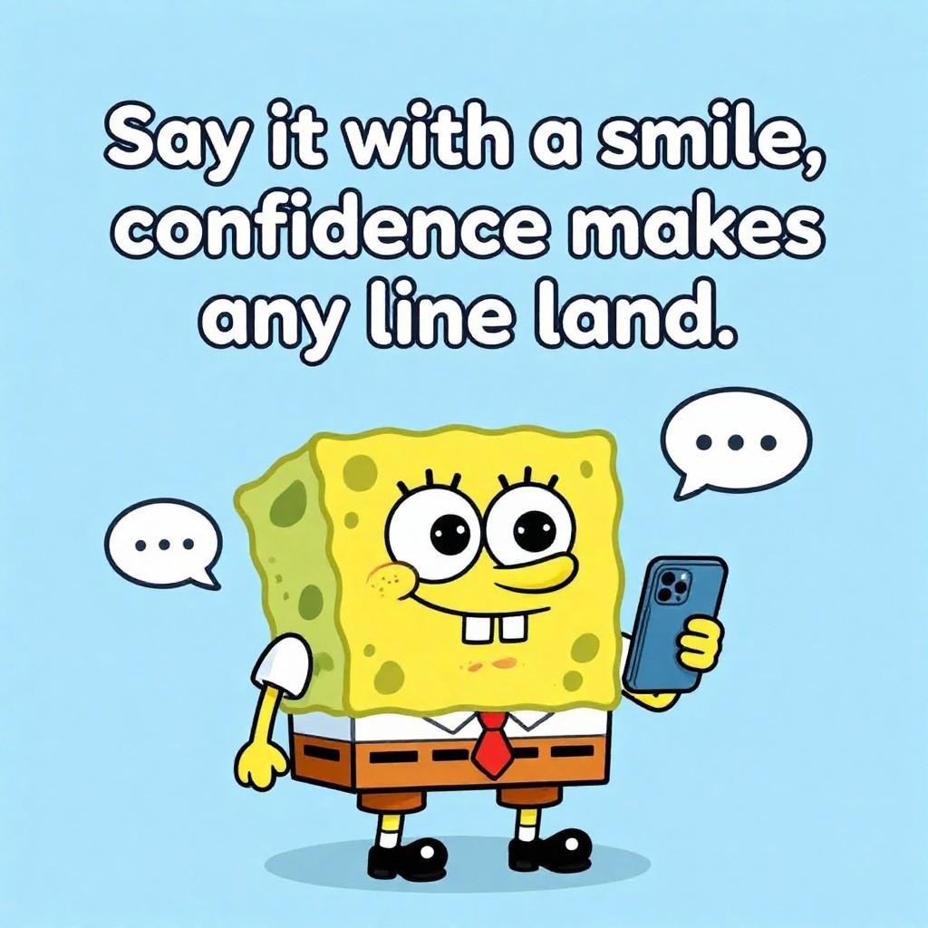 Spongebob pick up lines tip quote about confidence and delivery