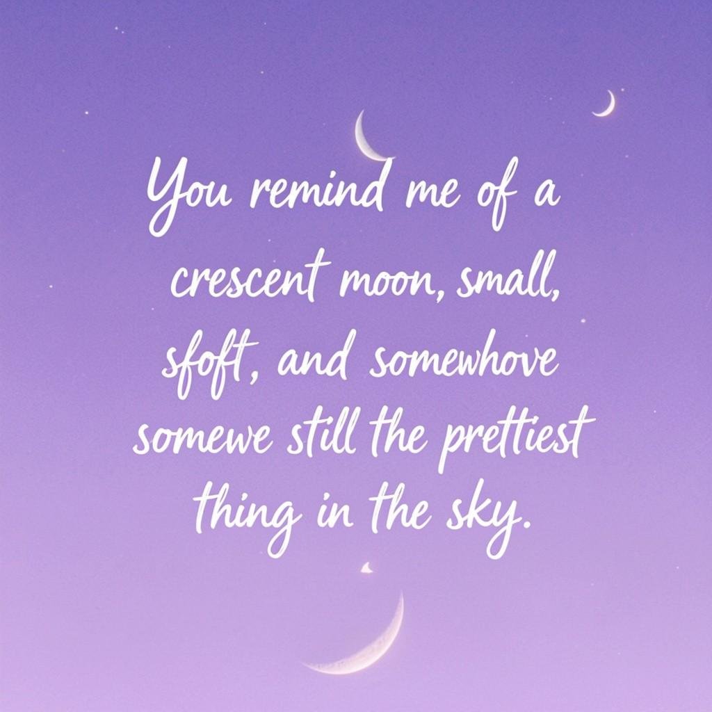 Cute moon pick up lines quote with pastel crescent moon background