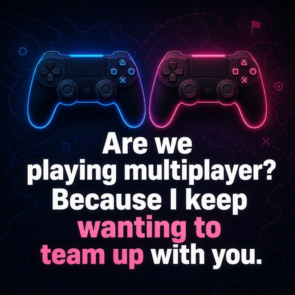 Multiplayer Civilization Pick Up Lines quote on glowing controllers illustration