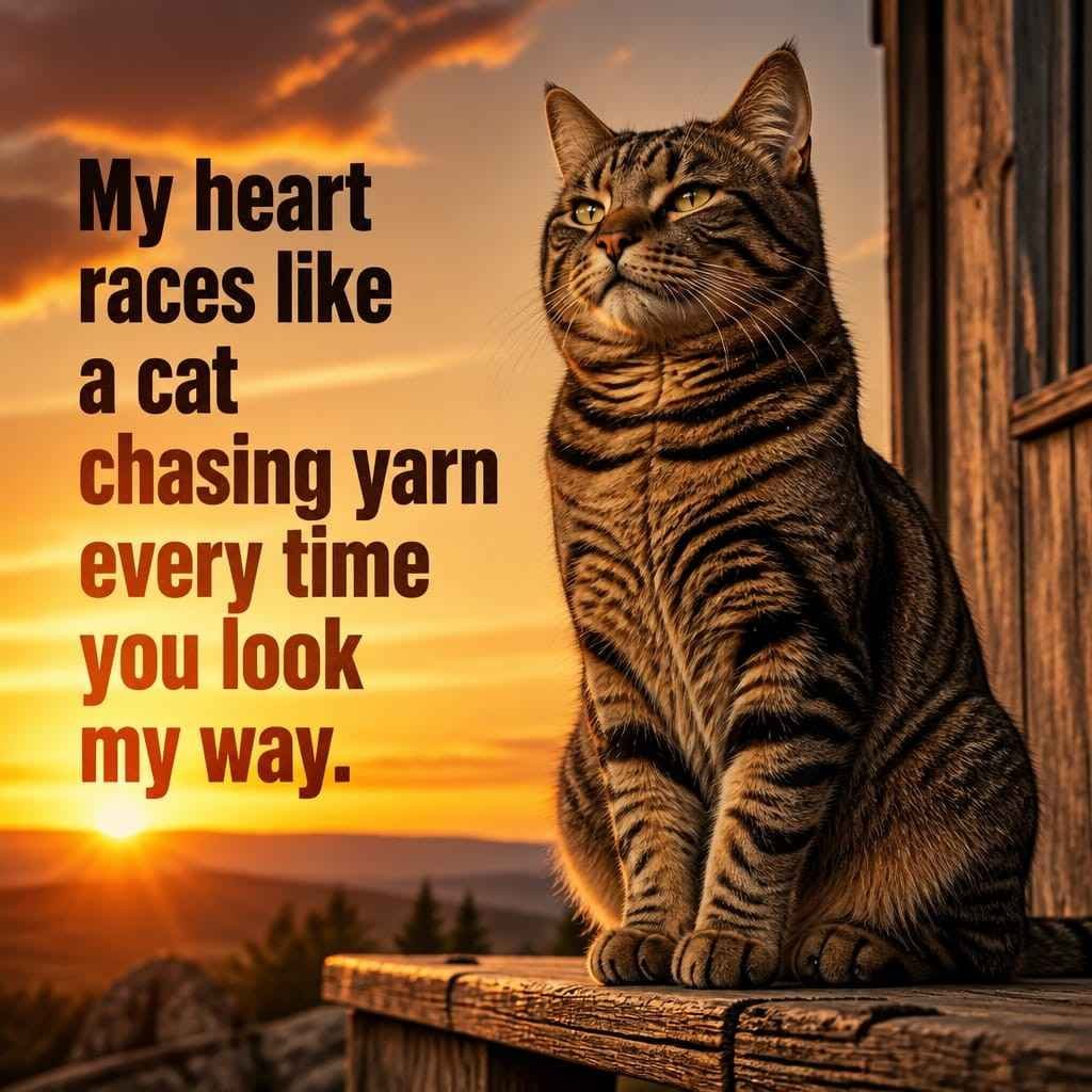  Smooth Cat Pick Up Lines for His Image of a Confident Cat at sunset.